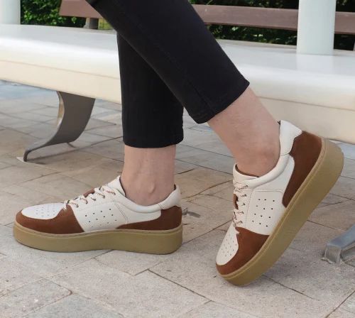 Ladies L1001 Beige & Brown Synthetic Casual Shoes