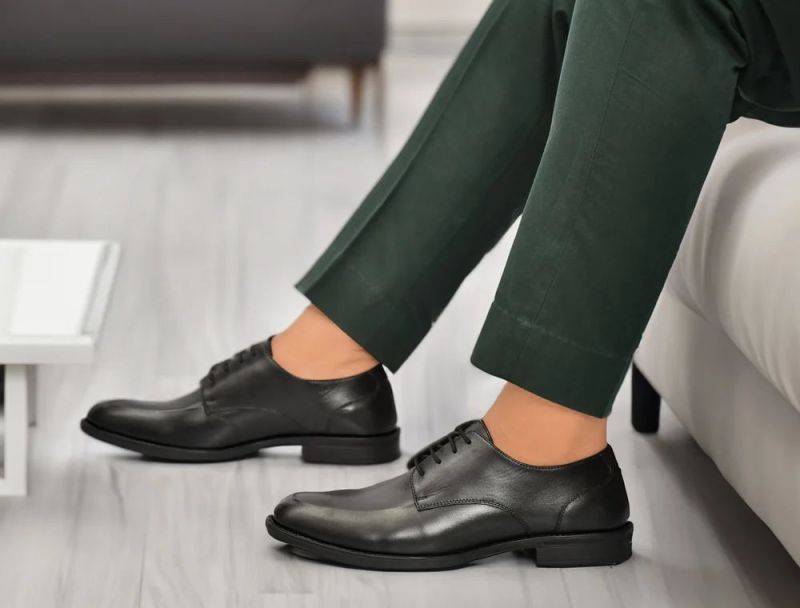 Mens SE1018 Black Leather Shoes