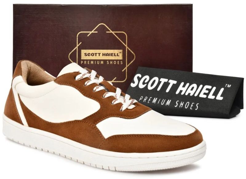 Mens SE1025 White & Brown Synthetic Casual Shoes