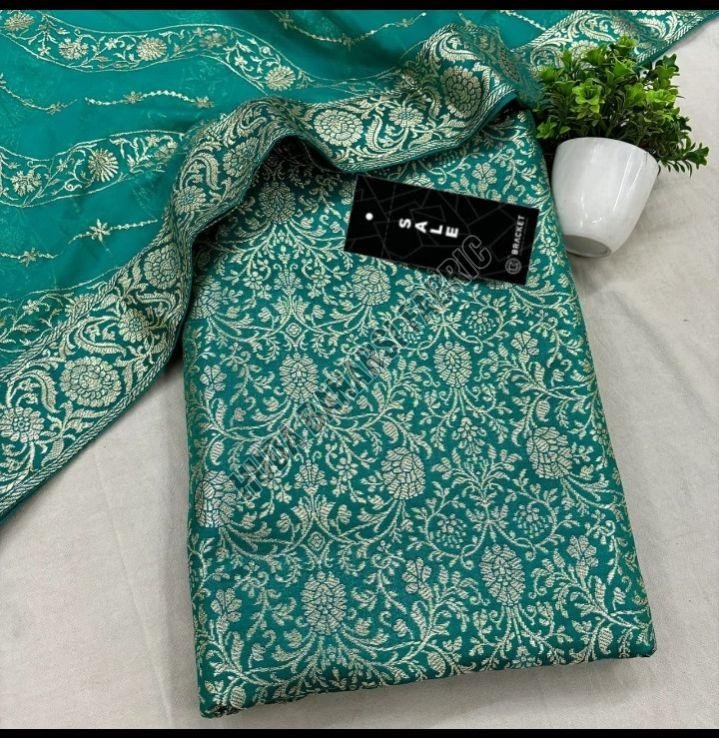 Ladies See Green Zari Kimkhab Silk Banarasi Suit
