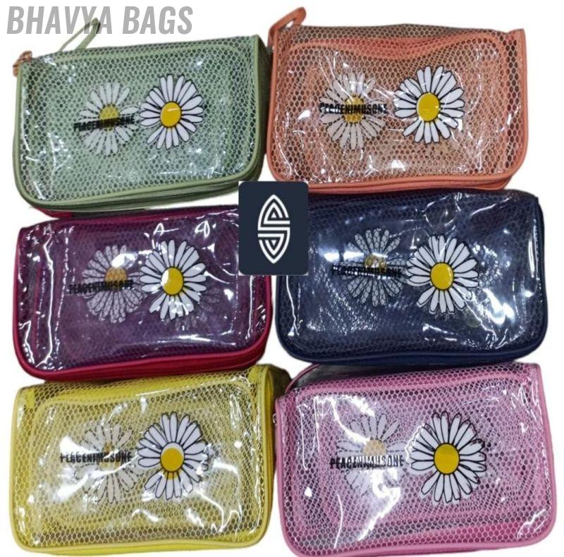 4 Piece PVC Flower Print Pouch Set