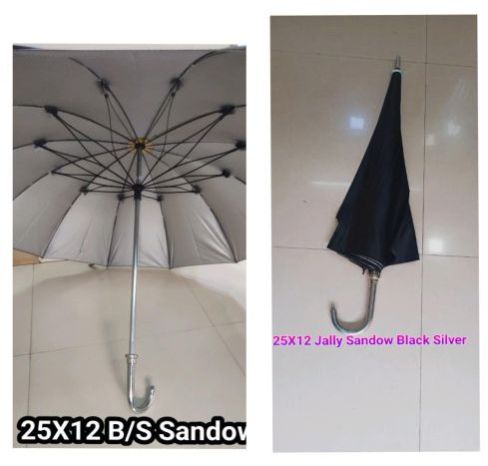 25x12 Manual Black Silver Umbrella