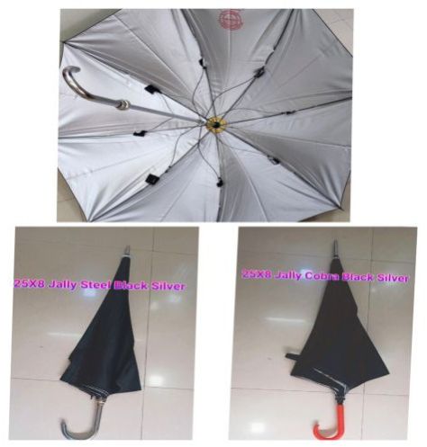 25x8 Manual Black Silver Umbrella