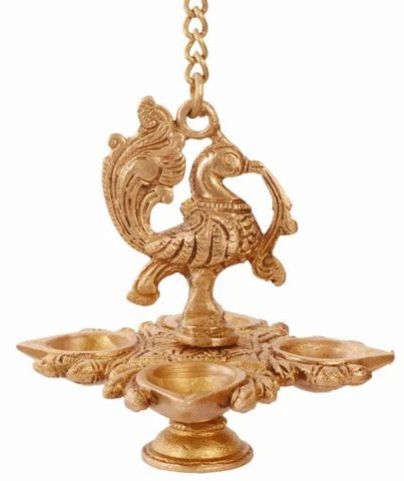 Brass Hanging Peacock Diya