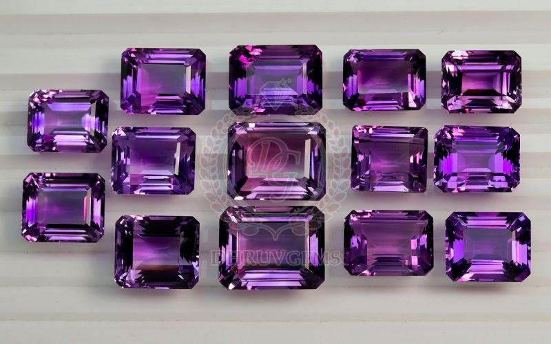 TGM 0367 Purple Amethyst Lot Octogan Gemstone
