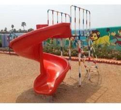 Red FRP Single Playground Slide