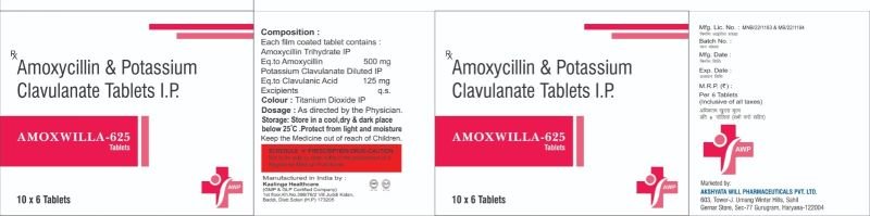 Amoxwilla 625 Amoxycillin Potassium Clavulanate Tablets
