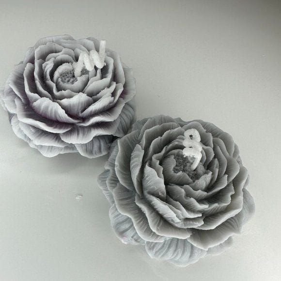 Black Peony Flower Shaped Candle