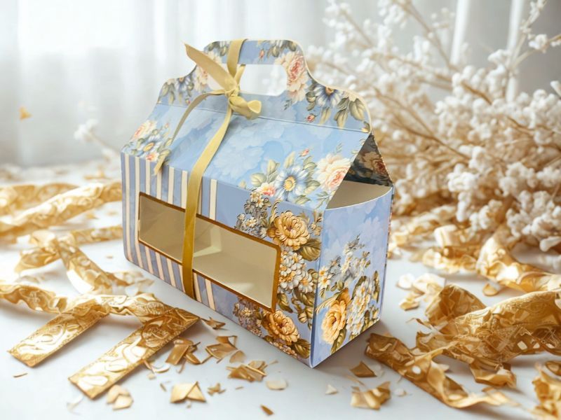 Golden Paper Beautiful Printed Hamper Box
