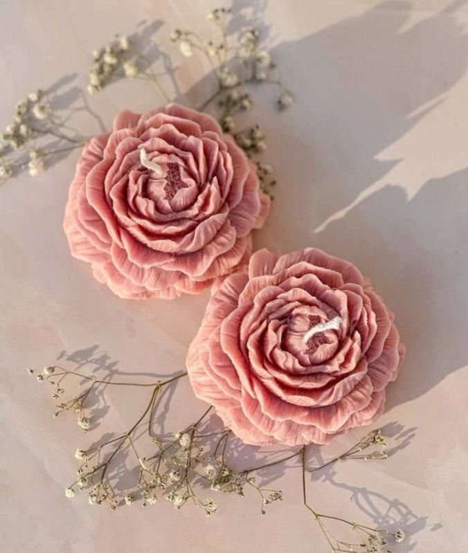 Pretty Peony Peach Rose Candle