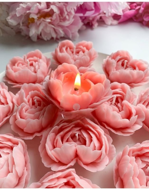 Soy Wax Heart Flower Candle