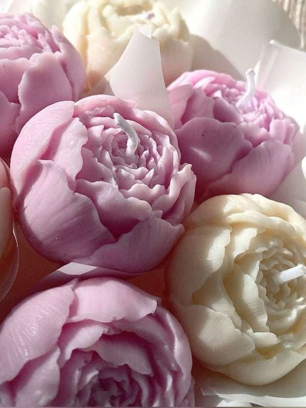 Soy Wax Lavender And White Peony Flower Candle