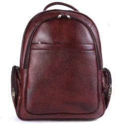 Mens Plain Brown Leather Backpack