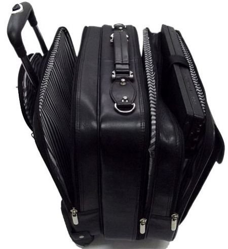 Black Leather Trolley Bag