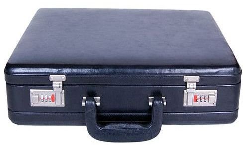 Black Plain Leather Office Briefcase