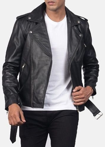 Casual Full Sleeve Men Black Leather Jacket