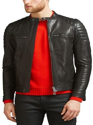 Mens Black Slim Fit Leather Jacket