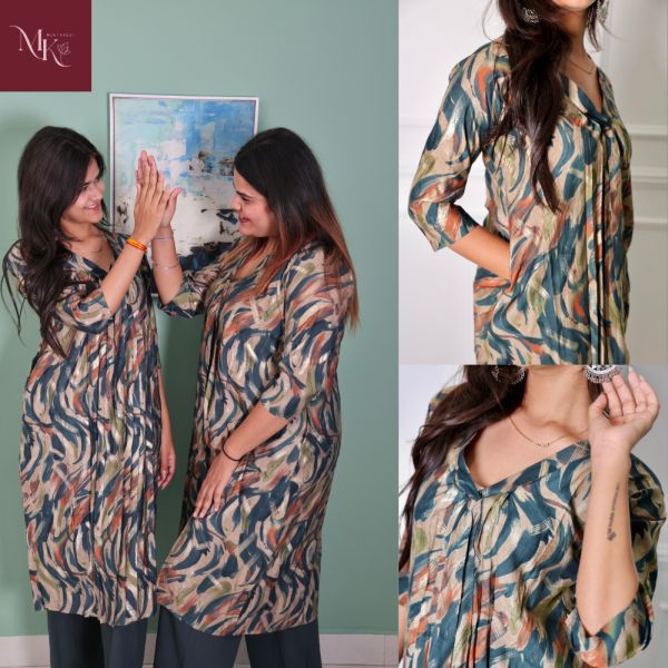 Ladies Blue Printed Kurta Pant Set