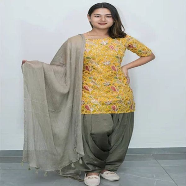 Ladies Cotton Hand Work Patiala Suit