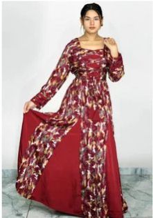 Ladies Cotton Red Printed Anarkali Suit