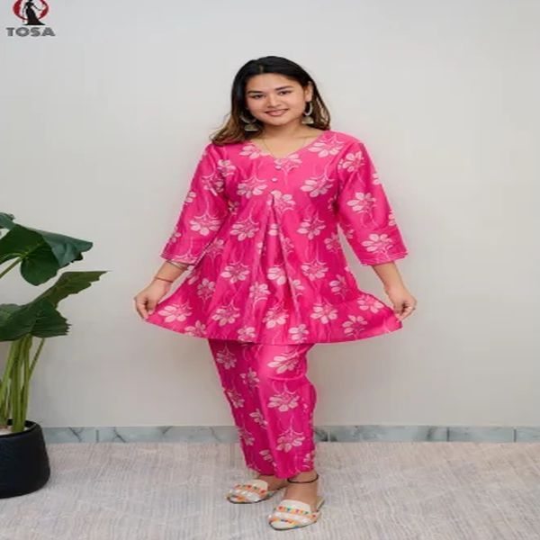 Ladies Pink Rayon Cord Set