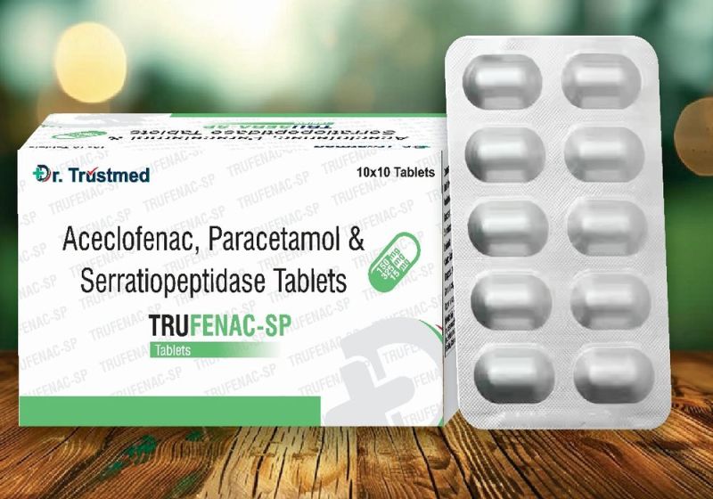 Aceclofenac, Paracetamol & Serratiopeptidase Tablets