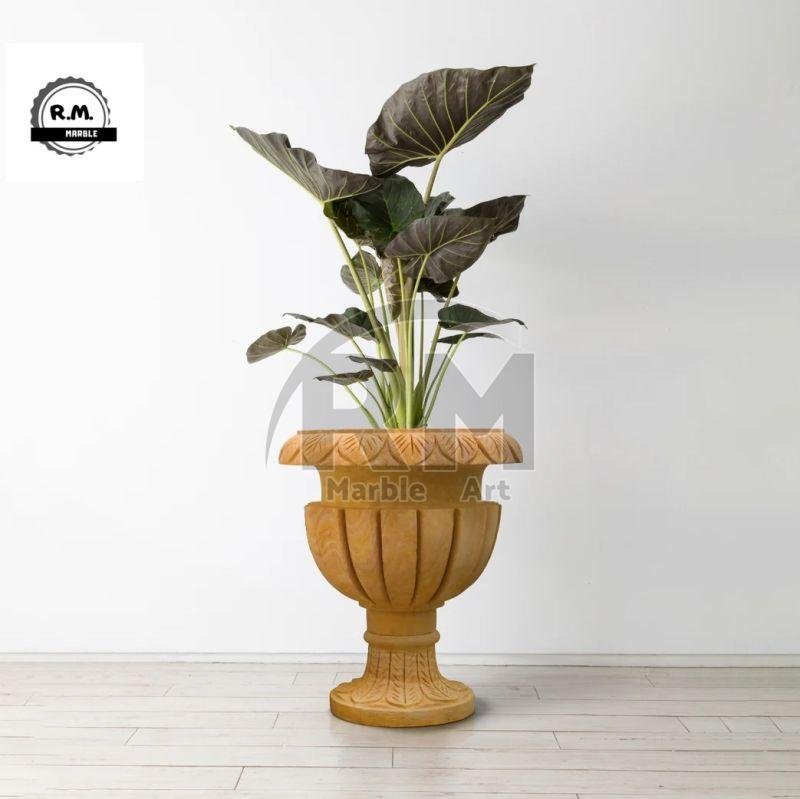 Brown Sandstone Garden Flower Pot