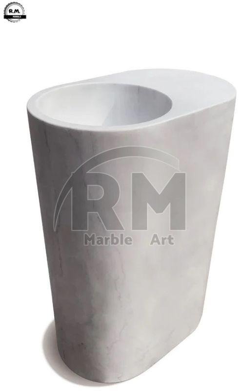 Freestanding Stone Pedestal White Marble Sink