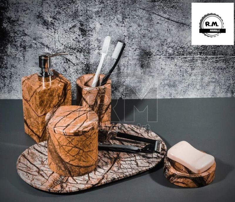 golden brown marble bathroom set