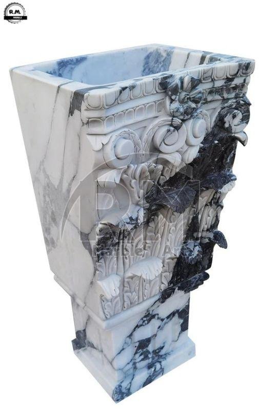 White Marble Garden Pedestal Sink