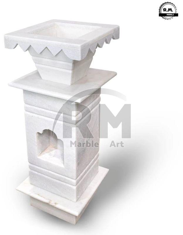 White Marble Tulsi Pot for Home