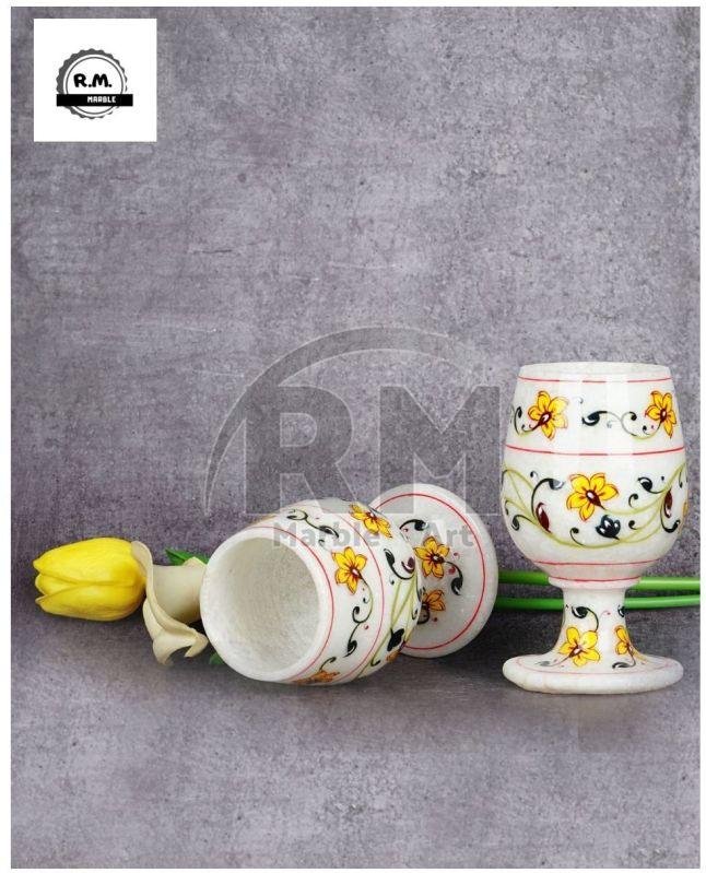 White Marble Wine Glass Set