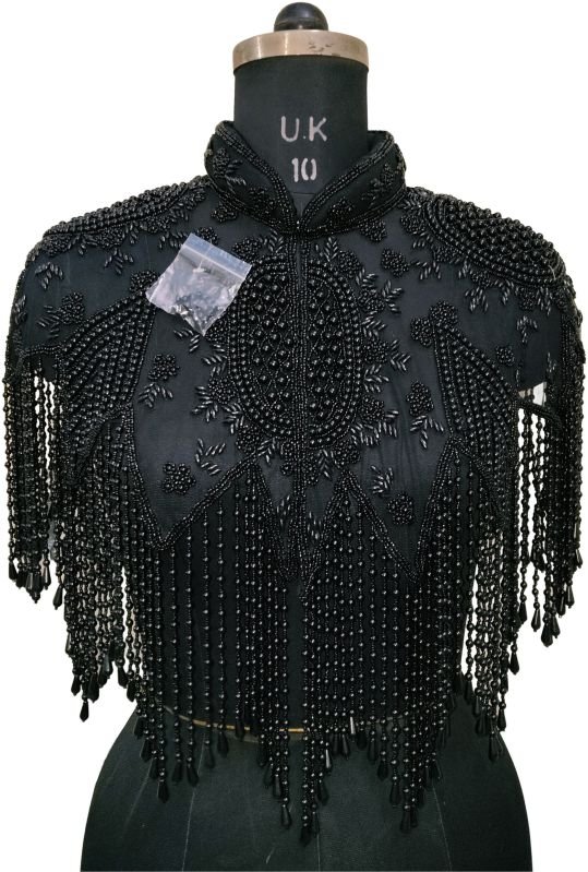 Ladies Black Embellished Poncho