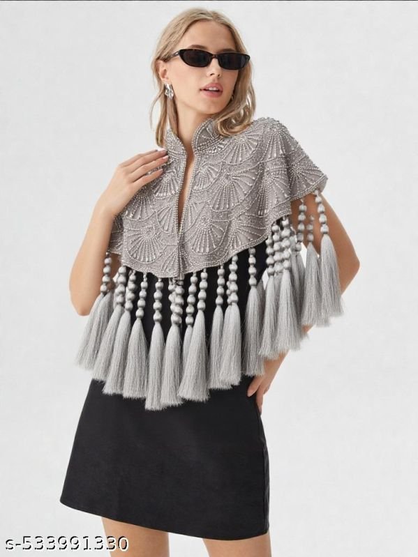 Ladies Grey Designer Poncho