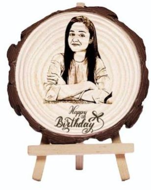 8 Inch Engraved Girl Wooden Round Photo Frame