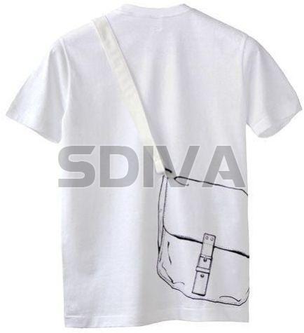 Mens White Printed Round Neck T-Shirt
