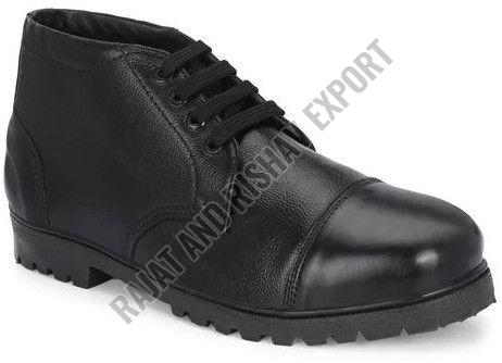 Mens Black Security Guard Leather Safety Shoes