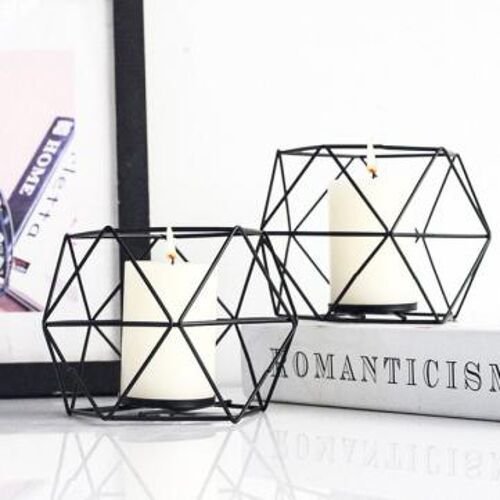 Black Metal Geometric Candle Holder