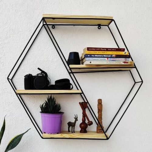 Hexagonal Decorative Metal Wall Shelf