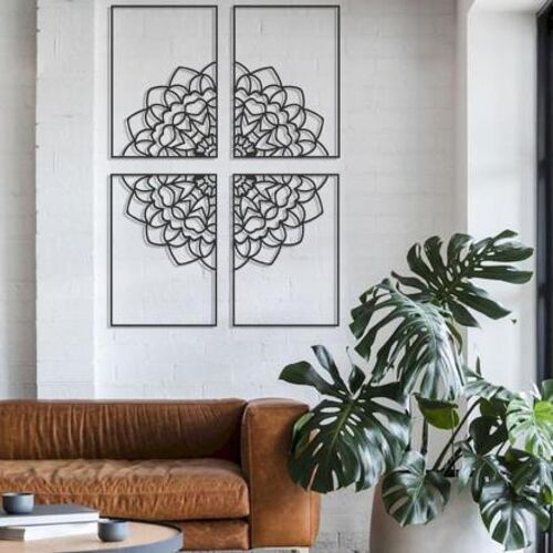 Lotus Square Metal Wall Art