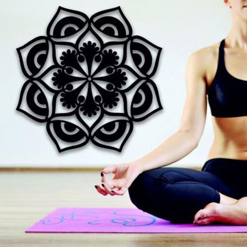 Black Mandala Chakra Metal Wall Art