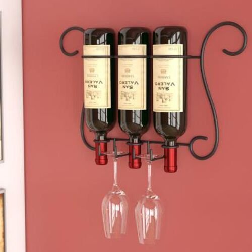 Stylish Wall Hanging Metal Wine Bottle Holder