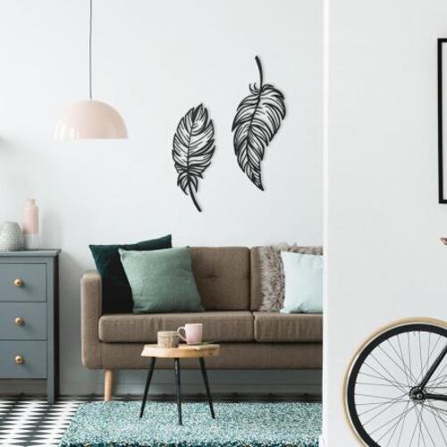 Twin Feather Metal Wall Art