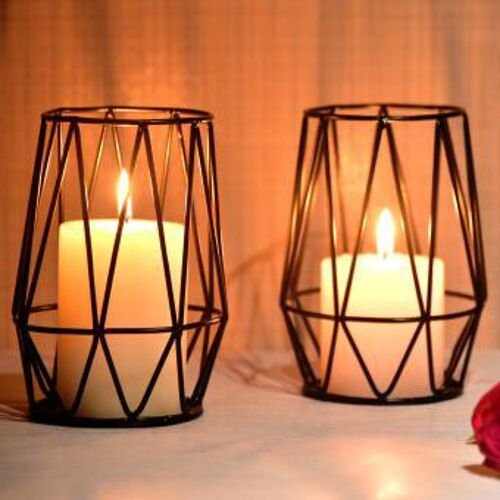 Iron Cylindrical Metal Wire Candle Holder