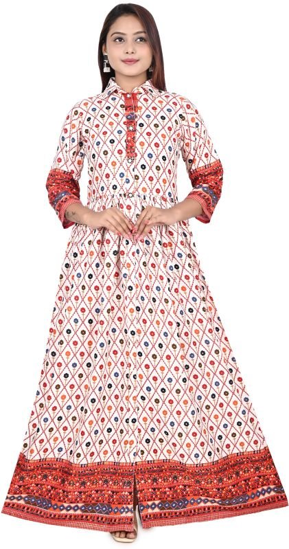 Women Off White Printed Maxi Dress