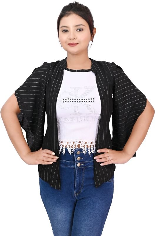 Womens Casual Party Wear Glitter Stripe Flared Sleeve Top