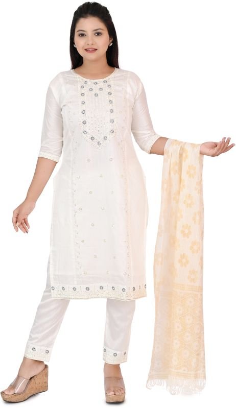 Women's Hand Work Kurta Set with Dupatta