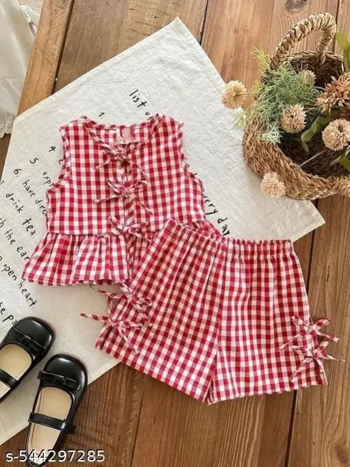 fitted lace wedding dress Red & White Plaid Short Sleeve Baby Girl & Toddler Dress – Carriage Boutique main image 0