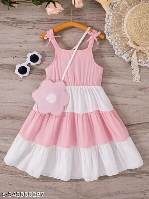 Girl Baby Pink & White Summer Wear Dress
