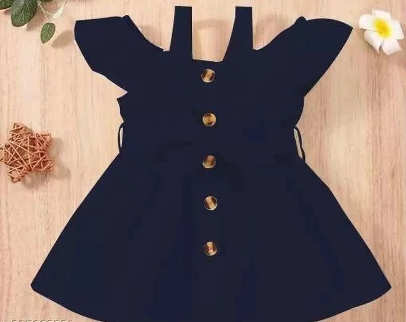 Girls Blue Cotton Blend Crepe Western Dress